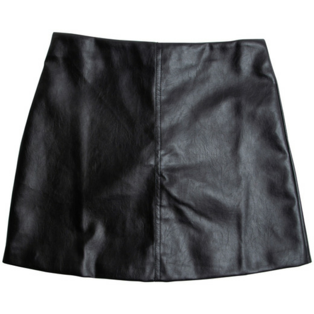 black faux leather skirt